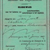 Kenteken: A 16951; Rijbewijs J.G. Elema 1914, foto: S. Gijselhart