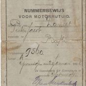 Kenteken: A 9560; Nummerbewijs, foto: E.Laar- Zandt