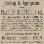 Kenteken: A 882; Advertentie Nieuwsblad van het Noorden, 02-07-1912