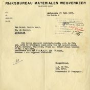 Kenteken: A 33646; Correspondentie over de DKW motor uit het archief van het Militair Gezag, DMC Groningen, 24-07-1945 (65-48)