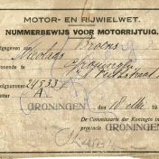 Kenteken: A 24533; Nummerbewijs, bijlage bij de registers van afgifte van nummerbewijzen (800-6159)