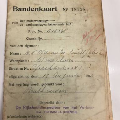 Kenteken: A 18648; Bandenkaart 1940, foto: A. D. den Harotgh