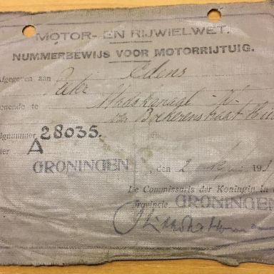 Kenteken: A 28035; Nummerbewijs, foto: A. M. Edens