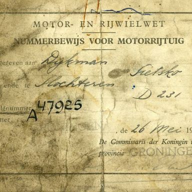 Kenteken: A 47925; Nummerbewijs, bijlage bij de registers van afgifte van nummerbewijzen (800-6159)