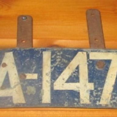 Kenteken: A 14725; Kentekenplaat met reflector, foto: H. J. Dijkhuizen