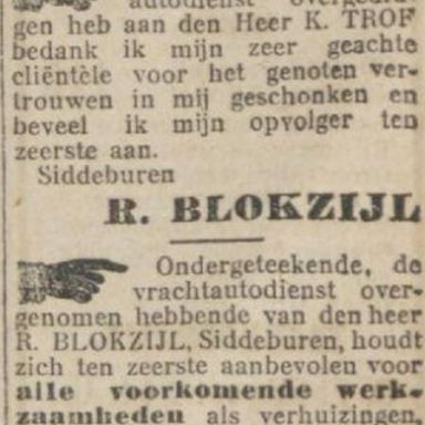 Kenteken: A 9499; Advertentie Nieuwsblad v/h Noorden, 1927, foto: H. E. Boonstra