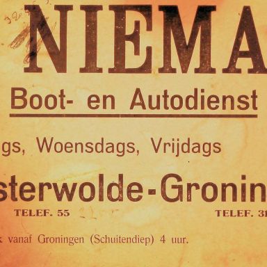 Kenteken: A 27023; Bodebord G. Nieman, foto: collectie Veenkoloniaal Museum (VM-dia-4-2-bode-32)