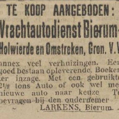 Kenteken: A 6749; Advertentie Nieuwsblad v/h Noorden, 20-3-1926, foto: H. E. Boonstra