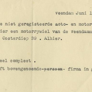 Kenteken: A 26574; Rapport niet geregistreerde DKW motor uit het archief van het Militair Gezag, DMC Veendam, juni 1945 (66-72)