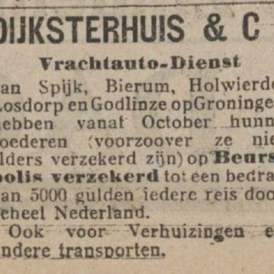 Kenteken: A 3482; Advertentie Nieuwsblad v/h Noorden 28-11-1923 foto: H. E. Boonstra