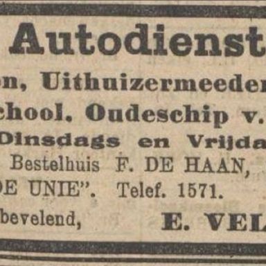 Kenteken: A 12171; Advertentie Nieuwsblad van het Noorden 1926, foto: H. E. Boonstra