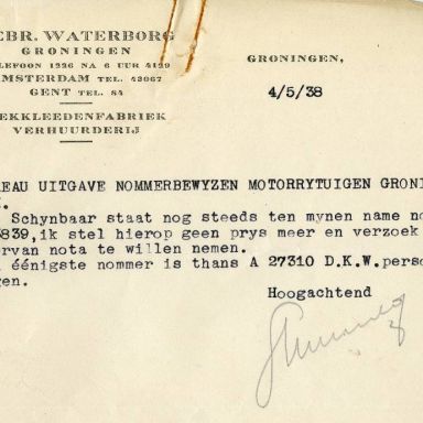 Kenteken: A 3839; Bijlage bij de registers van afgifte van nummerbewijzen (800-6159)