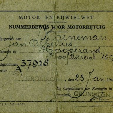 Kenteken: A 37918; Nummerbewijs, bijlage bij de registers van afgifte van nummerbewijzen (800-6159)