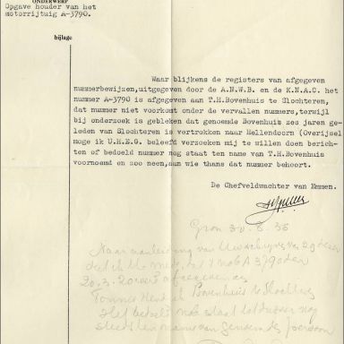 Kenteken: A 3790; Bijlage bij de registers van afgifte van nummerbewijzen (800-6159)