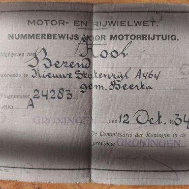 Kenteken: A 24283; Nummerbewijs, foto: N. Stormer
