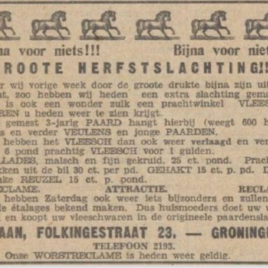 Kenteken: A 23468; Advertentie Nieuwsblad van het Noorden, 1934 foto: H. E. Boonstra