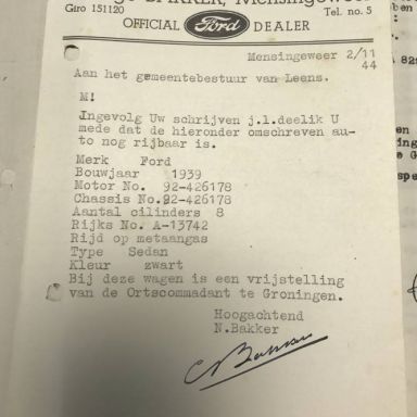Kenteken: A 13742; Brief uit archief Gemeente Leens (1256), foto: R. Mulder