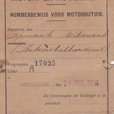 Kenteken: A 17025; Nummerbewijs, foto: A. Hak