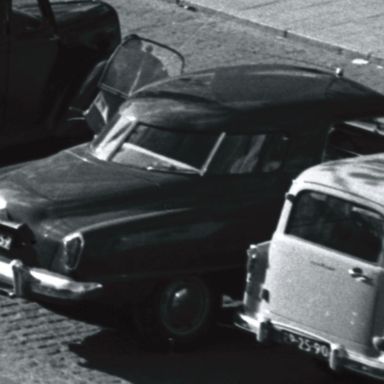 Kenteken: A 43659; Studebaker Champion, Groningen, Zuiderdiep, 1955, foto: uitsnede 2248-5909.jpg; Fotograaf: Fotobedrijf Piet Boonstra