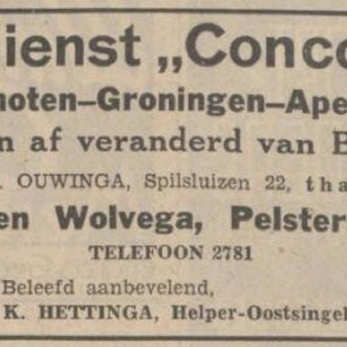 Kenteken: A 28405; Advertentie Nieuwsblad van het Noorden, 1938 foto: H. E. Boonstra
