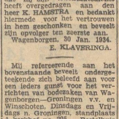 Kenteken: A 11298; Advertentie Nieuwsblad v/h Noorden, 2-2-1934 foto: H. E. Boonstra