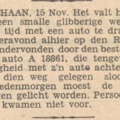 Kenteken: A 18861; Nieuwsblad van het Noorden, 16-11-1933