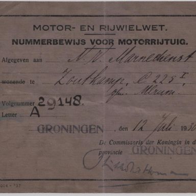 Kenteken: A 29148; Nummerbewijs, foto: <a href='https://www.facebook.com/photo/?fbid=787267066538856&set=pcb.787267483205481' target='_blank'>facebookpagina Nationaal Bus Museum</a>