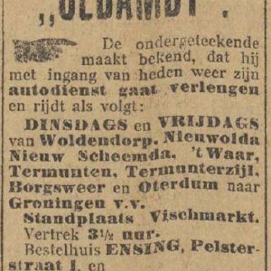 Kenteken: A 9349; Advertentie Nieuwsblad v/h Noorden, 1927 foto: H. E. Boonstra