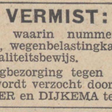 Kenteken: A 6361; Nieuwsblad van het Noorden, 09-11-1931