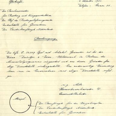 Kenteken: A 32509; Bescheinigung 04-10-1944 uit archief firma Duintjer (1958-113)