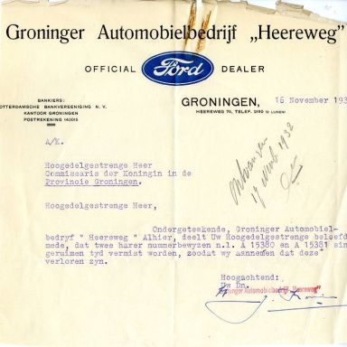 Kenteken: A 15381; Bijlage bij de registers van afgifte van nummerbewijzen (800-6159)