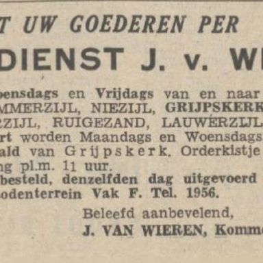 Kenteken: A 15815; Advertentie Nieuwsblad van het Noorden, 1941 foto: H. E. Boonstra
