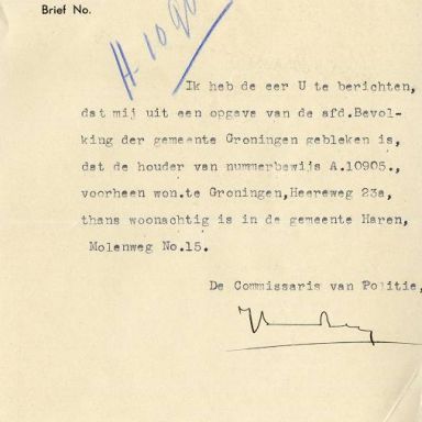 Kenteken: A 10905; Bijlage bij de registers van afgifte van nummerbewijzen (800-6159)