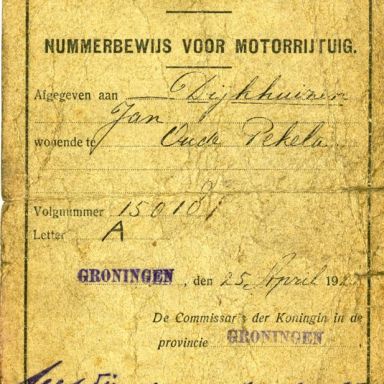 Kenteken: A 15018; Nummerbewijs, foto: H.J. Dijkhuizen
