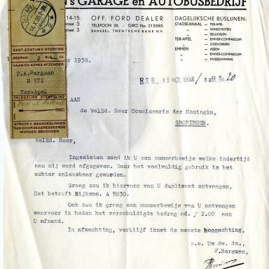 Kenteken: A 15258; Bijlage bij de registers van afgifte van nummerbewijzen (800-6159)