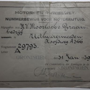 Kenteken: A 29793; Nummerbewijs, foto: collectie M.L. Kruijthof