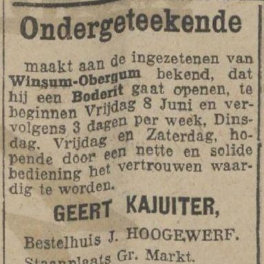 Kenteken: A 9715; Advertentie Nieuwsblad van het Noorden 1925, foto: H. E. Boonstra