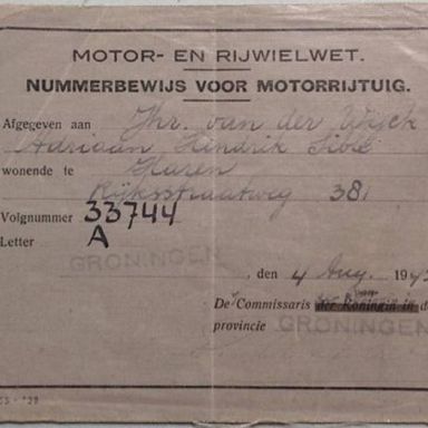 Kenteken: A 33744; Nummerbewijs, foto: H. Modderman
