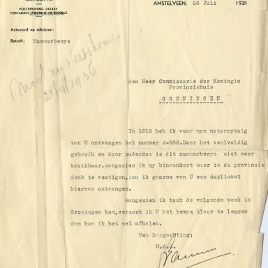 Kenteken: A 886; Bijlage bij de registers van afgifte van nummerbewijzen (800-6159)