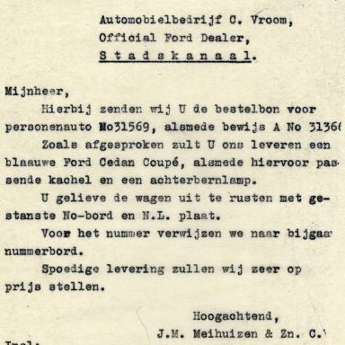 Kenteken: A 31366; Bestelbon Ford, 1948 uit archief Houthandel J.M. Meihuizen & Zoon (1865-2425)