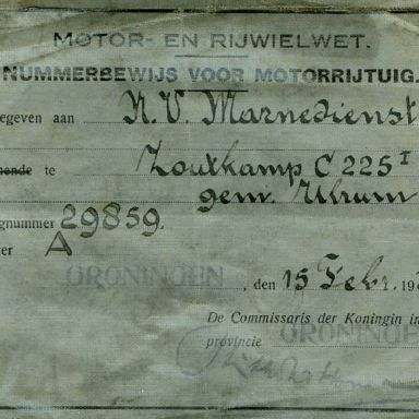Kenteken: A 29859; Nummerbewijs uit archief W. Mollema