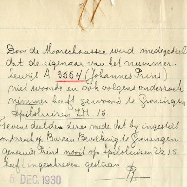Kenteken: A 3554; Bijlage bij de registers van afgifte van nummerbewijzen (800-6159)