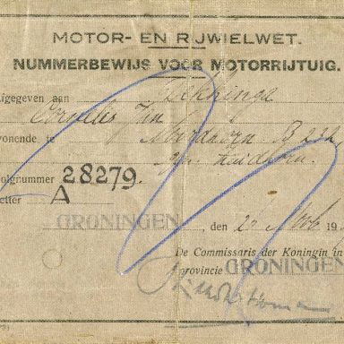 Kenteken: A 28279; Nummerbewijs, bijlage bij de registers van afgifte van nummerbewijzen (800-6159)