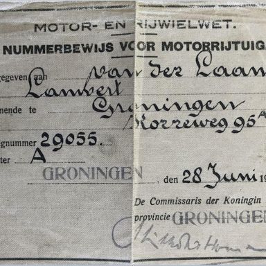 Kenteken: A 29055; Nummerbewijs, foto: B. van der Laan