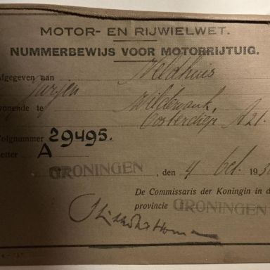 Kenteken: A 29495; Nummerbewijs, foto: W. Veldhuis