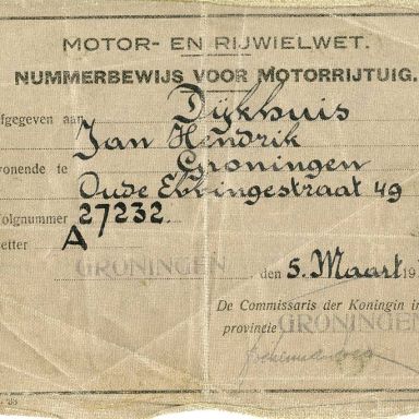 Kenteken: A 27232; Nummerbewijs, bijlage bij de registers van afgifte van nummerbewijzen (800-6159)