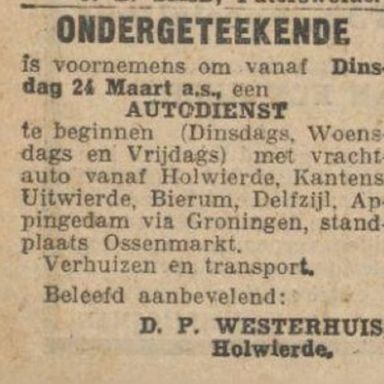 Kenteken: A 9282; Advertentie Nieuwsblad van het Noorden, 21-3-1925 foto: H. E. Boonstra