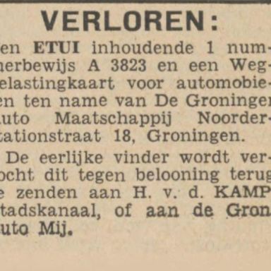 Kenteken: A 3823; Nieuwsblad van het Noorden, 05-07-1934