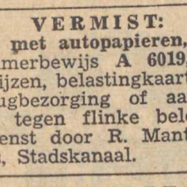 Kenteken: A 6019; Nieuwsblad van het Noorden, 15-10-1948