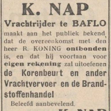 Kenteken: A 17903; Advertentie Nieuwsblad van het Noorden, 1932 foto: H. E. Boonstra